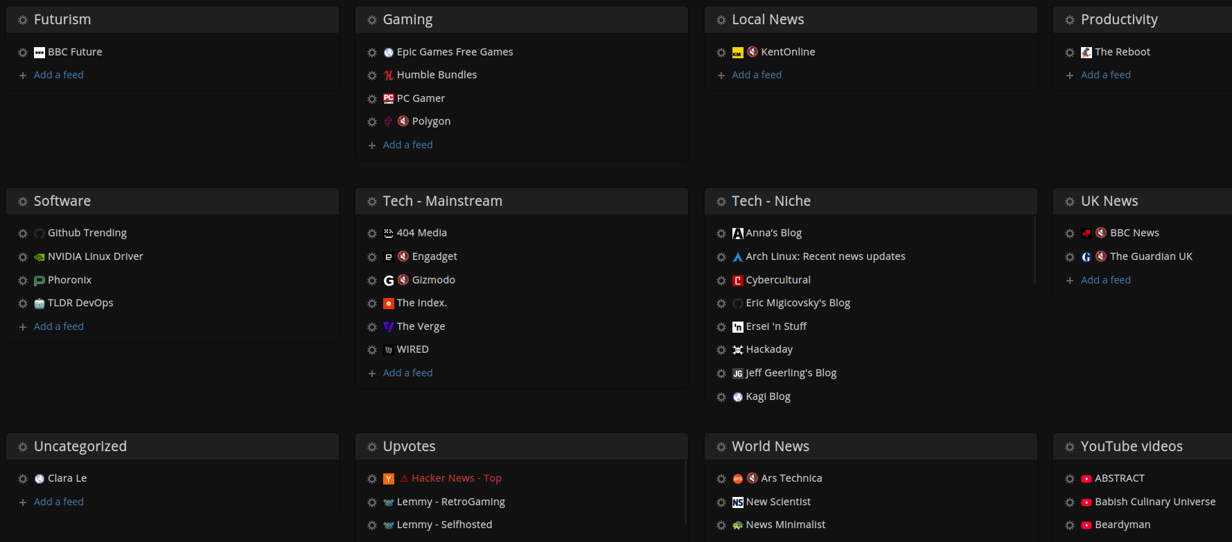 My FreshRSS subscriptions